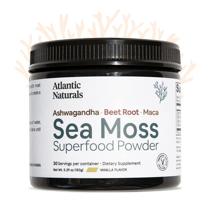 Organic Sea Moss Superfood Powder with Ashwagandha, Beet Root, and Maca