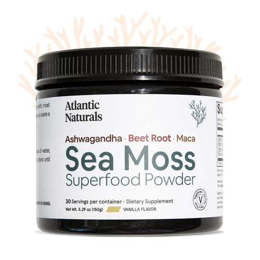 Organic Sea Moss Superfood Powder with Ashwagandha, Beet Root, and Maca