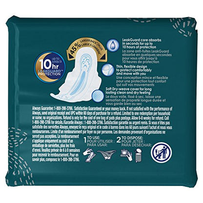 Always Ultra Thin Size 4 Overnight Pads With Wings Unscented, 14 Count (3700030165)