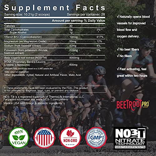 Beetroot Pro Pre-Workout Powder - 10oz, 28 Servings, Dark Cherry Flavor - Boosts Energy, Endurance, Muscle Strength -Vegan Aminos Fast-Acting Nitric Oxide for Circulation, Heart Health, VO2 Max