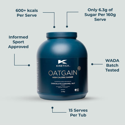 Kinetica OatGain Weight Gainer 600+ Calories & 47g Protein per Serving, 2.4 kg