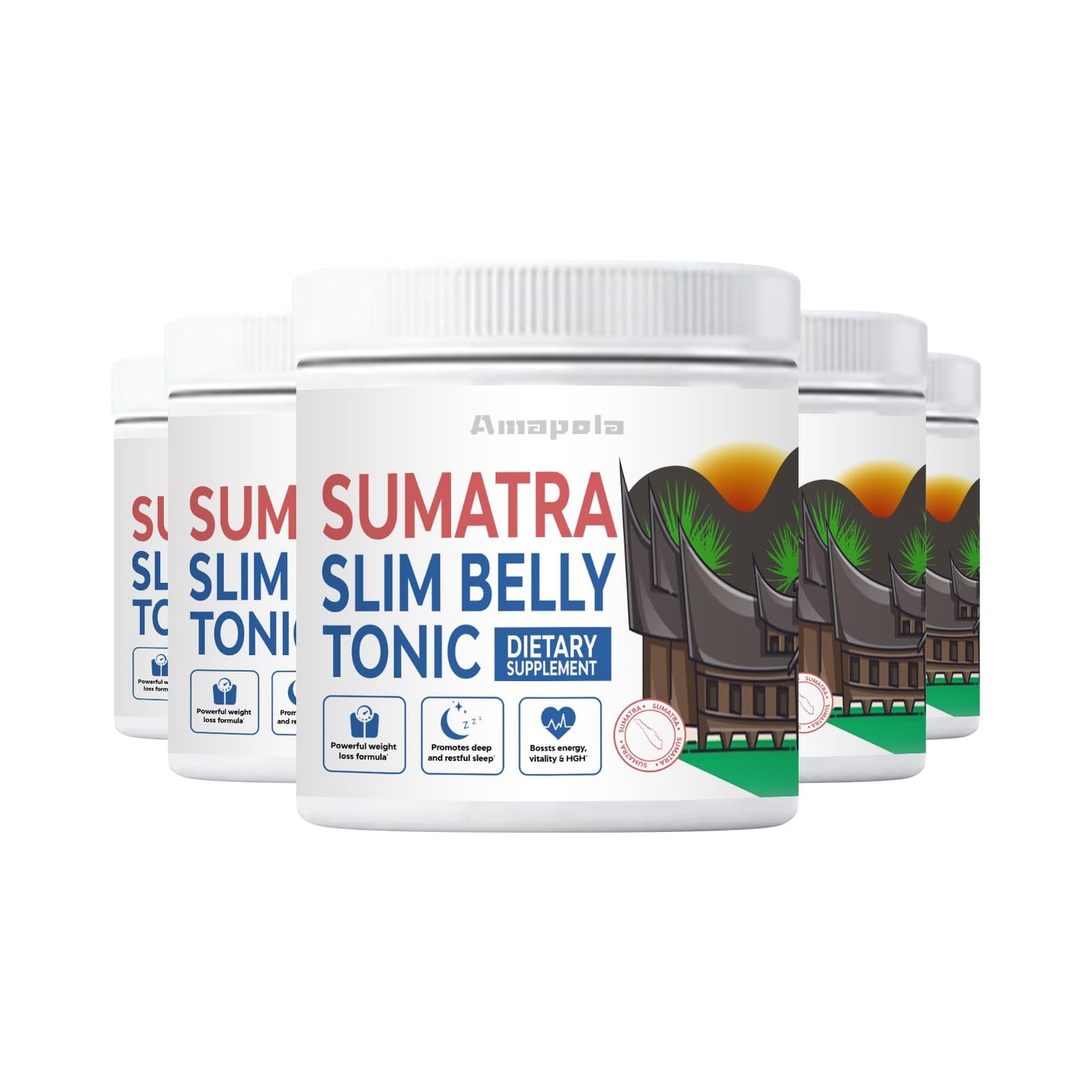 Amapola Sumatra Powder - Sumatra Slim Belly Tonic Powder (5 Pack, 150 Servings) 