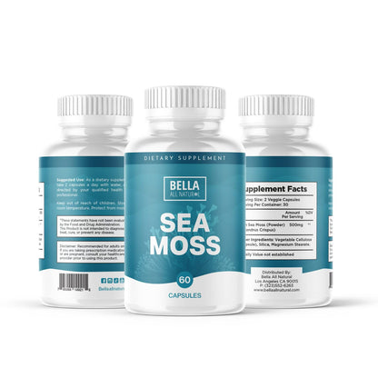 Bella All Natural Sea Moss Vitamins | Pure Sea Moss | Irish Sea Moss, 60 Capsules