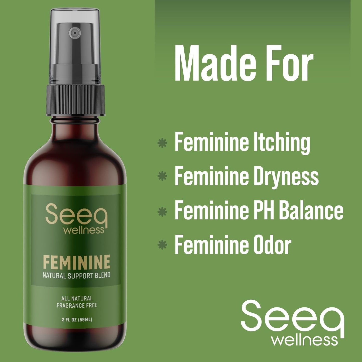 All Natural Feminine Deodorant Spray - for Vaginal Itch, Irritation & Odor - Feminine Hygiene Spray