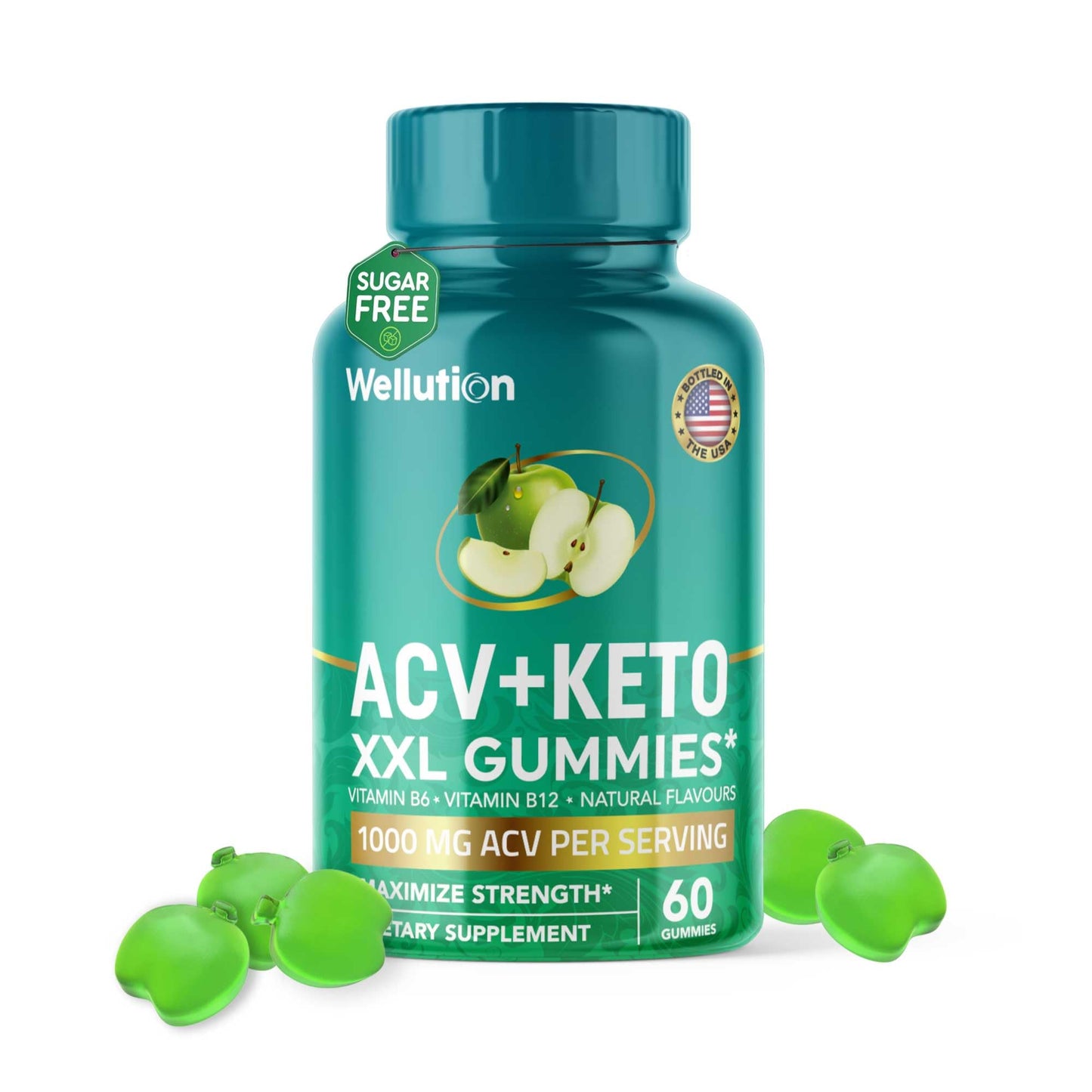 WELLUTION Keto ACV Gummies Apple Cider Vinegar - Sugar Free - Keto ACV Gummies 