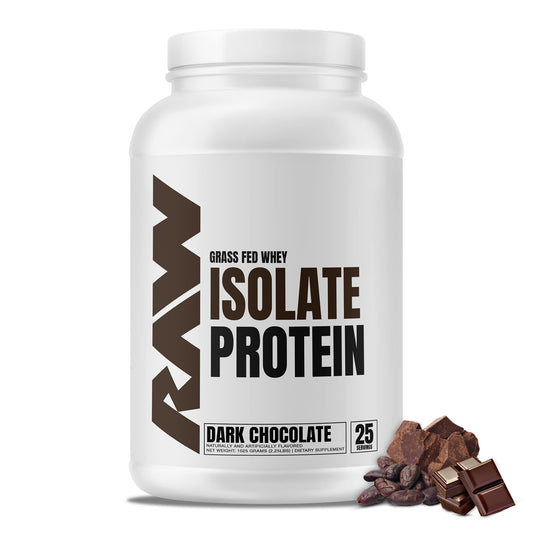 RAW Whey Isolate Protein Powder, Dark Chocolate - 100% Grass-Fed Sports Nutrition 