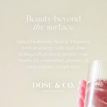 Dose & Co Beauty Collagen with Hyaluronic Acid and Vitamin C, Unflavoured - 255g Powder Supplement