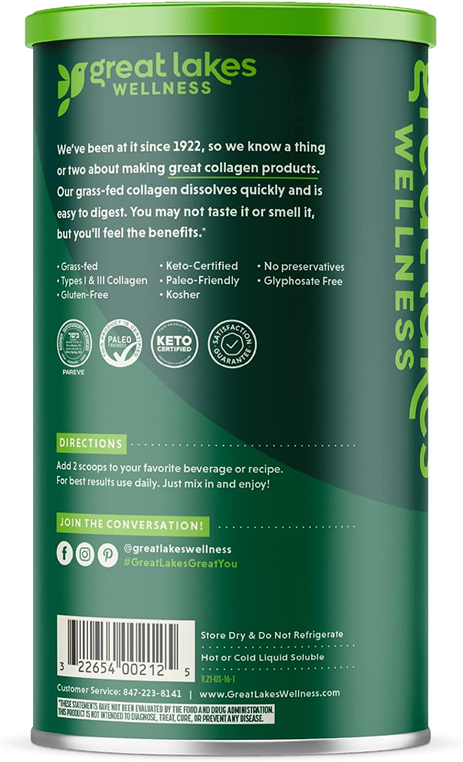 Great Lakes Gelatin Collagen Hydrolysate 454g (UK/EU Compliant can) (3)