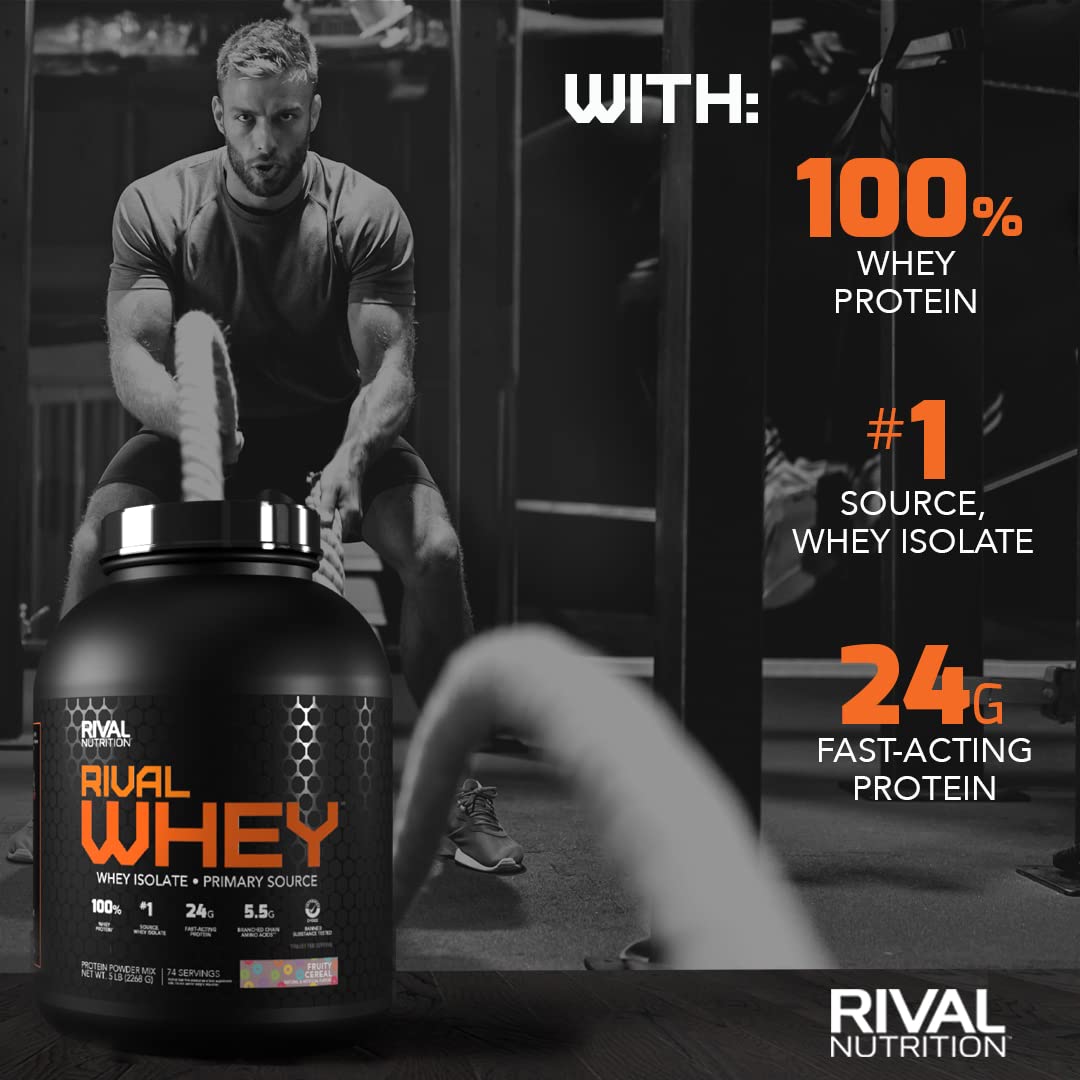 Rivalus Rivalwhey – Fruity Cereal 2lb - 100% Whey Protein, Whey Protein Isolate Primary