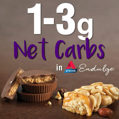 Atkins Peanut Caramel Cluster Bar, Dessert Favorite, High in Fiber, 3g Net Carb, 1g Sugar