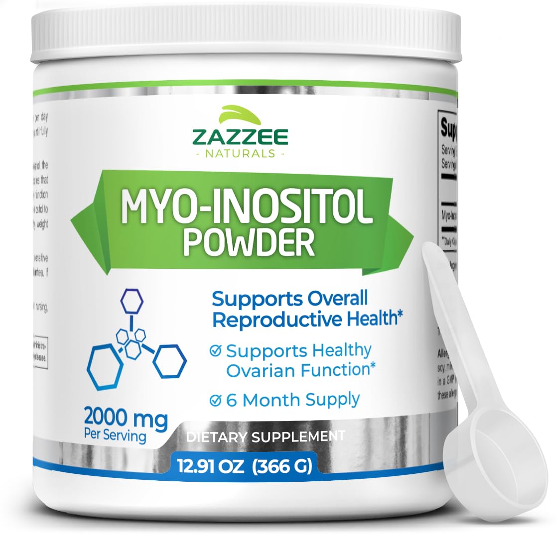 Zazzee Myo-Inositol Powder, 6 Month Supply, 183 Servings, 2000 mg per Serving