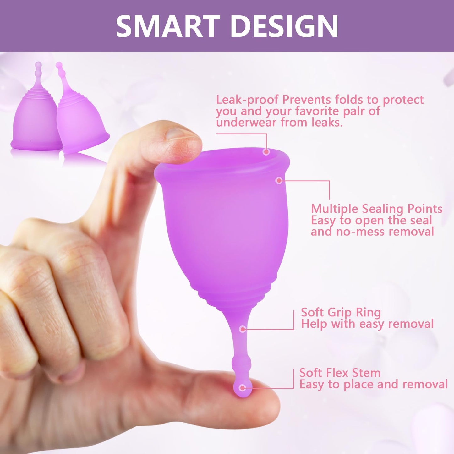 AURUZA Menstrual Cups, Set of 2 Reusable Period Cups Kit for Girls & Women, Silicone Soft Cups