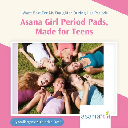 Asana Panty Liners for Girls, Organic Cotton Cover – Controls Odor Naturally, Pads Without Wings