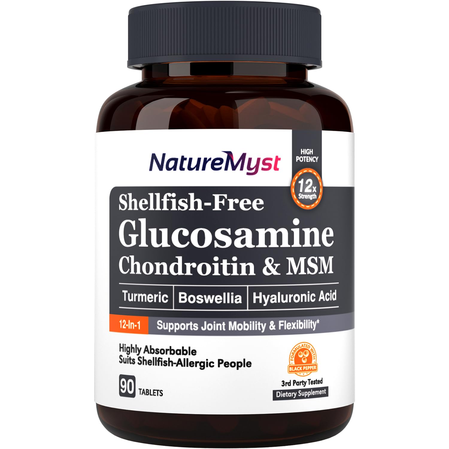 NatureMyst Glucosamine Chondroitin & MSM, Turmeric, Boswellia, Collagen, Hyaluronic