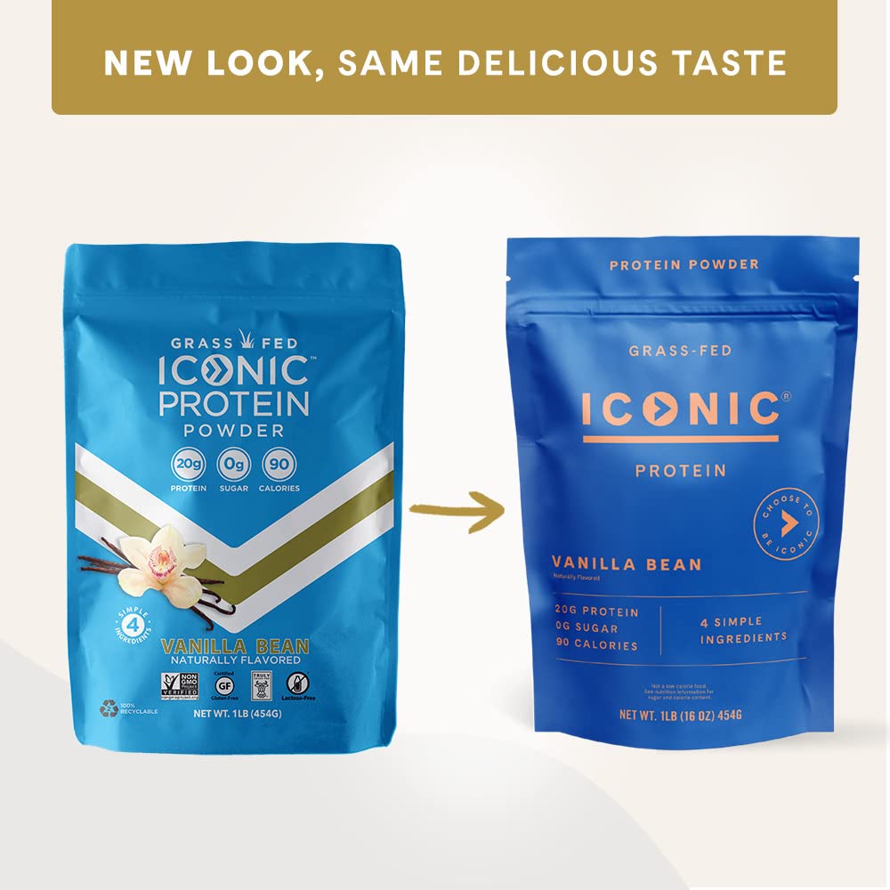 ICONIC Protein Powder, Vanilla Bean - Sugar Free, Low Carb Protein Powder - Lactose Free