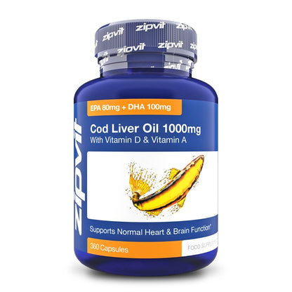 Cod Liver Oil 1000mg, 360 Capsules of High Strength Fish Oil, Rich in Omega 3. Supports 