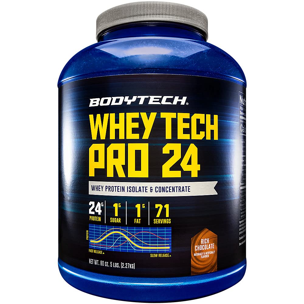 BODYTECH Whey Tech Pro24 Powder Rich Chocolate (5 lbs/ 71 Servings)