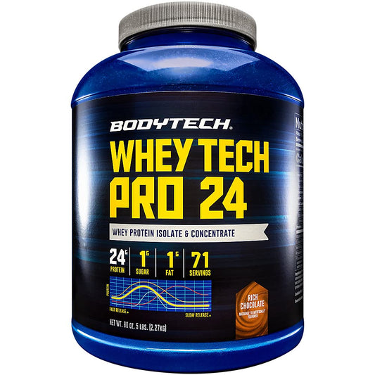 BODYTECH Whey Tech Pro24 Powder Rich Chocolate (5 lbs/ 71 Servings)