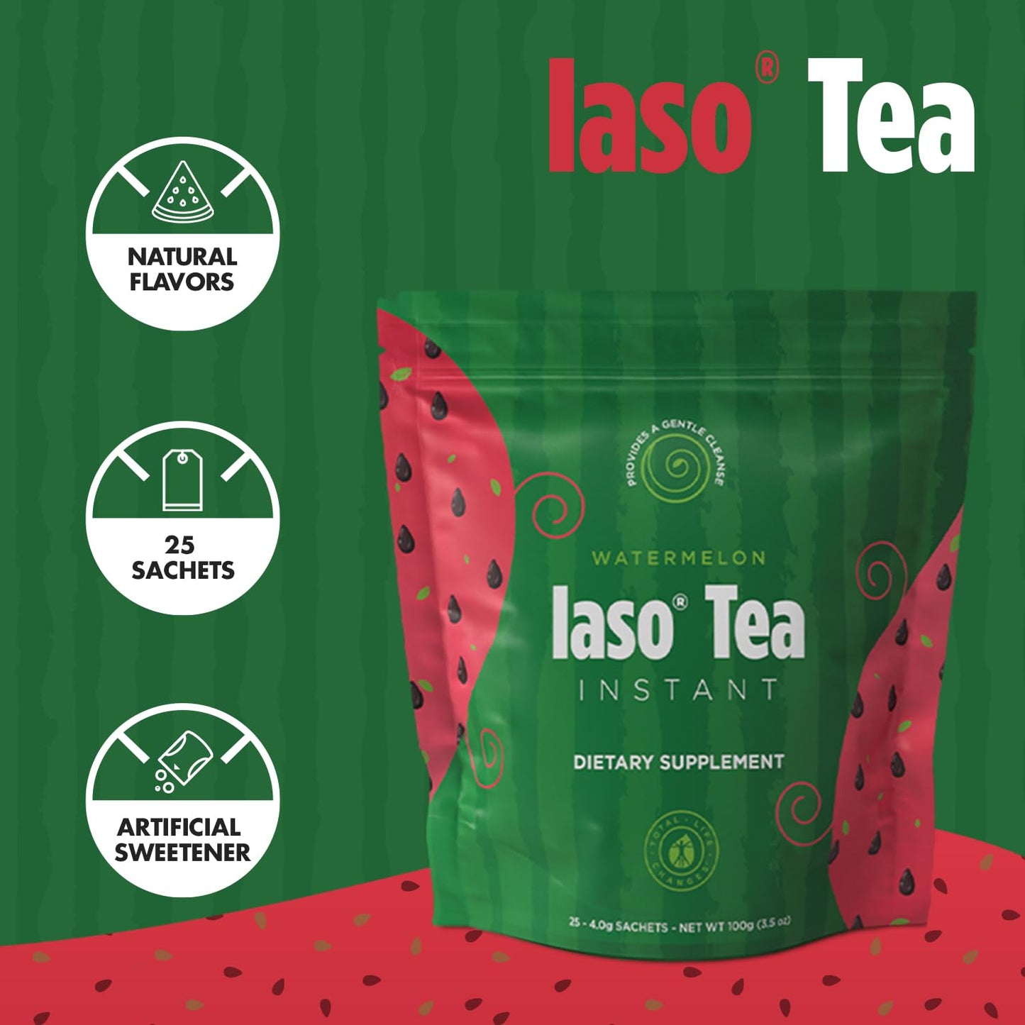 Iaso Instant Tea Watermelon Flavor - 4 grams (25 Sachets)