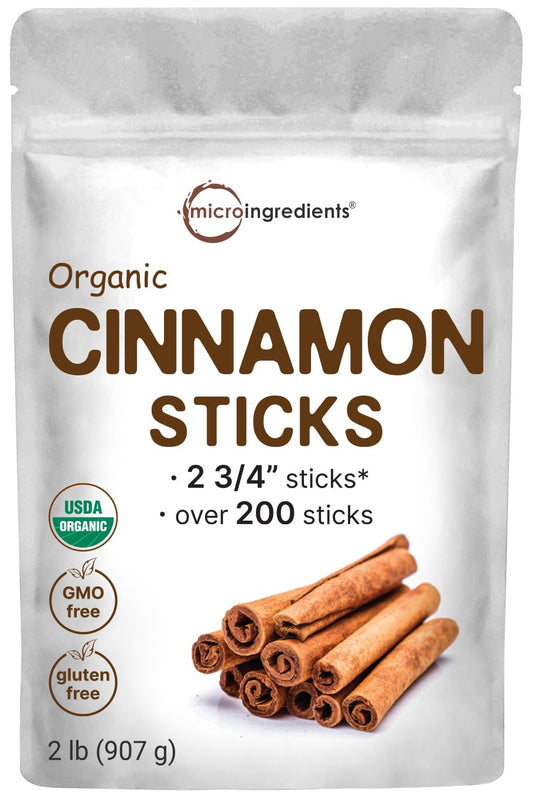 Micro Ingredients Organic Whole Cinnamon Stick, 2lbs | 2 ¾” Stick Size | Raw Cinnamon