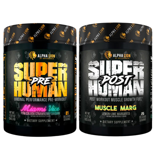 ALPHA LION Superhuman Pre Workout Powder & Post Workout Recovery Bundle, Sustained