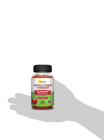 aSquared Nutrition Apple Cider Vinegar Gummies - 1500mg with The Mother - 90 ACV Gummies