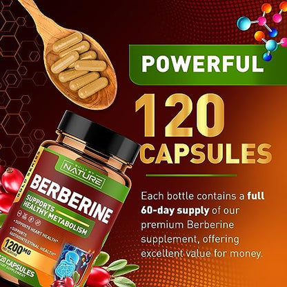 Berberine 1200mg - 100% Pure Berberine HCl Supplement, High Strength Berberine