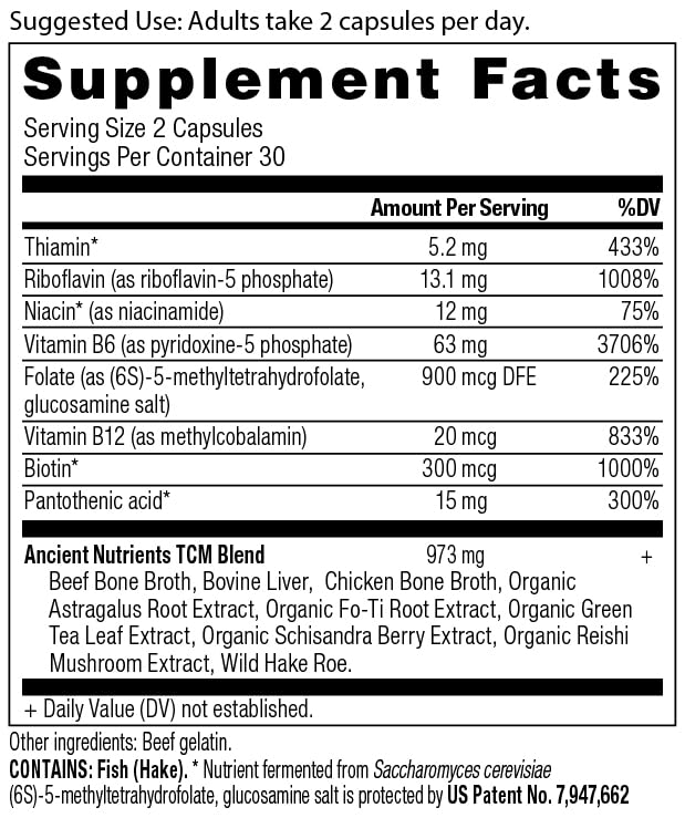 Ancient Nutrition Vitamin B Complex Supplement, 8 Balanced B-Vitamins, Supports Healthy