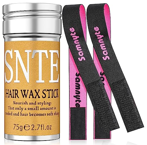 Wax Stick for Hair & 2Pcs Wig Band, Wig Band for Lace Front, Non-Greasy Hair Wax Stick 