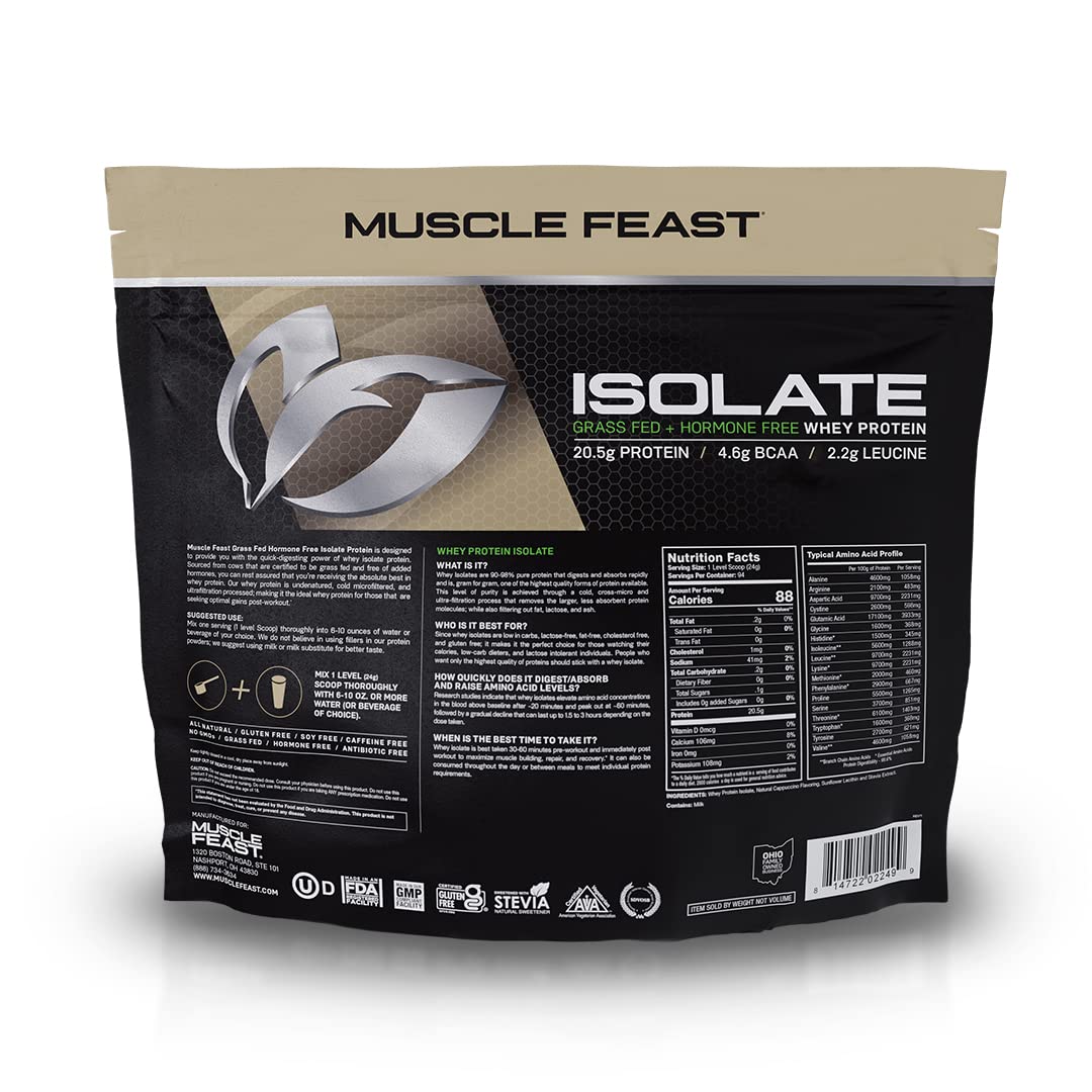 Muscle Feast Grass-Fed Whey Protein Isolate, All Natural Hormone Free Pasture Raised