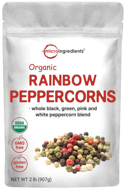 Micro Ingredients Organic Whole Rainbow Peppercorns, 2lbs | Premium Whole Peppercorns