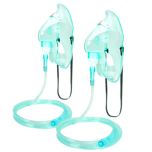 2 Pack Oxygen Mask for Face Adult with 6.6 Ft Tube and Adjustable Elastic Strap - Size XL