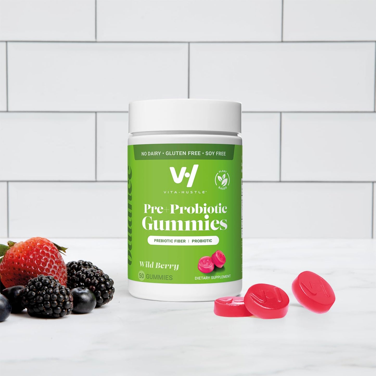 VitaHustle Probiotic Gummies + Prebiotics by Kevin Hart with Chicory Root Inulin Fiber