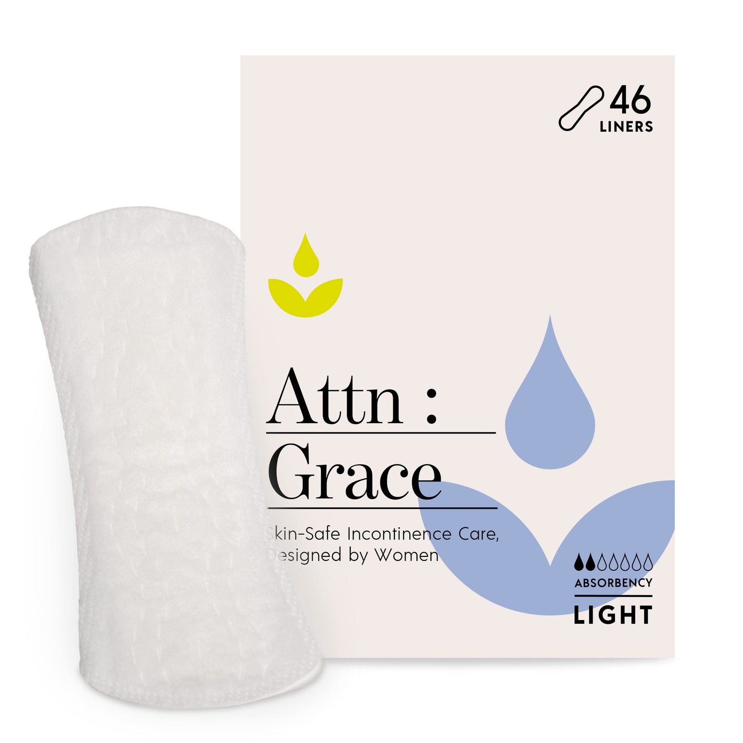 Attn: Grace Panty Liners for Women - 46 Liners – for Light Urinary Incontinence, Bladder Leakage