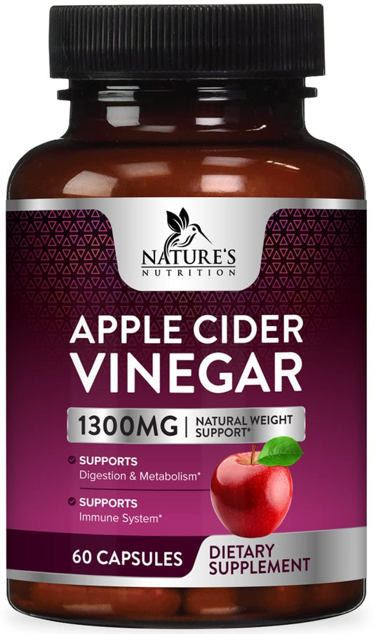 Apple Cider Vinegar Capsules for Detox and Cleanse, Digestion and Immune Support 