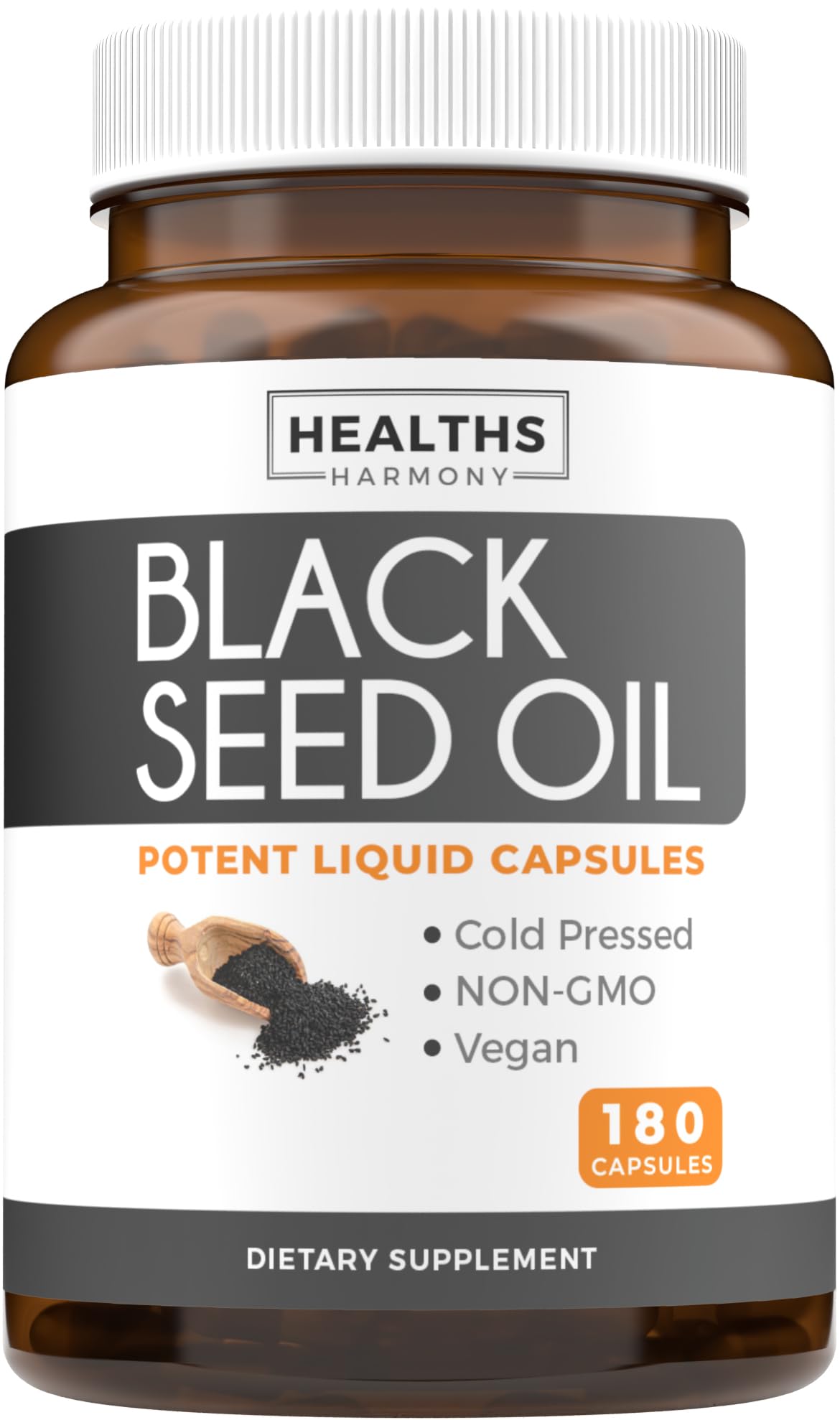 Black Seed Oil - 180 Softgel Capsules (Non-GMO & Vegan) Premium Cold-Pressed Nigella