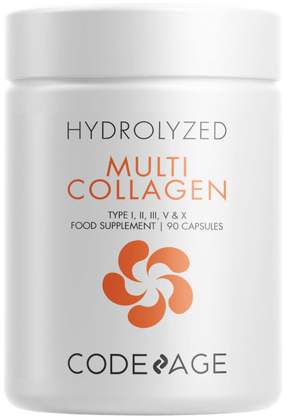 Codeage Multi Collagen Protein Capsules, Type I, II, III, V, X, Grass Fed & Hydrolyzed Collagen Pills Supplement