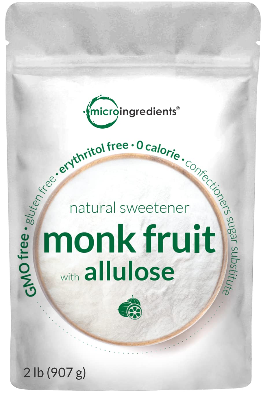 Monk Fruit Sweetener with Allulose, 2 lbs | No Erythritol | No Aftertaste