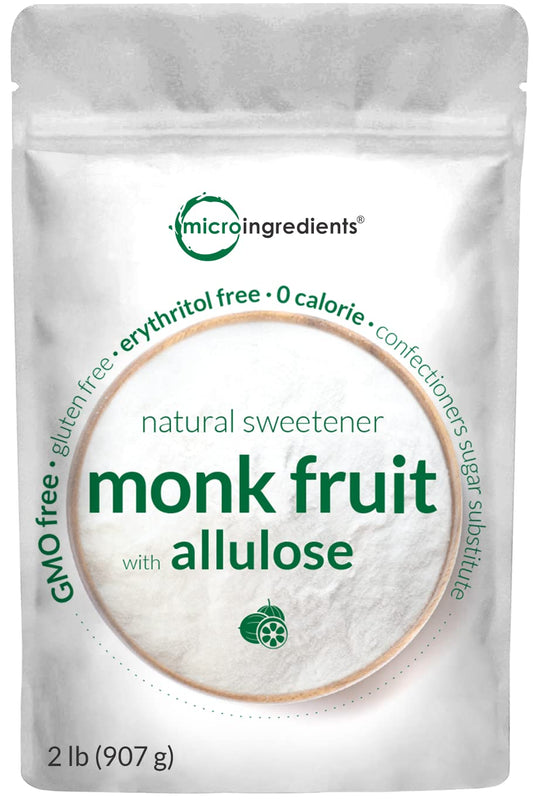 Monk Fruit Sweetener with Allulose, 2 lbs | No Erythritol | No Aftertaste