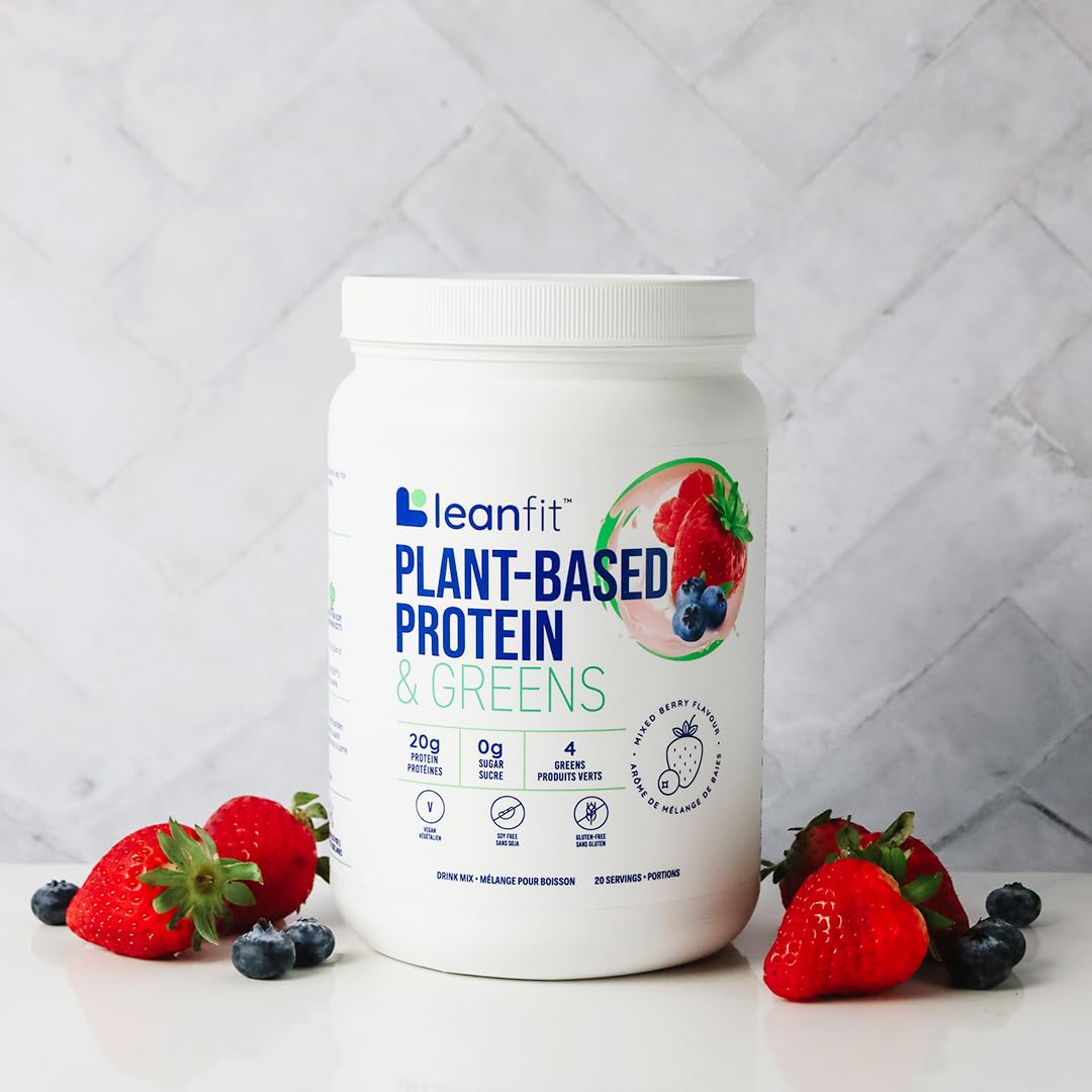 LeanFit Plant-Based Protein & Greens, Natural Berry, 20g Protein, 19 Servings, 1.25 Pound