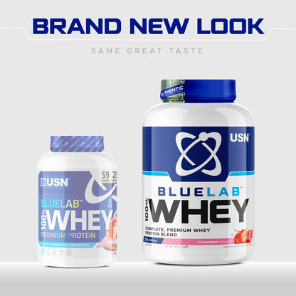 USN Blue Lab Whey Protein Powder: Strawberry - Whey Protein 908g - Post-Workout - Whey Isolate