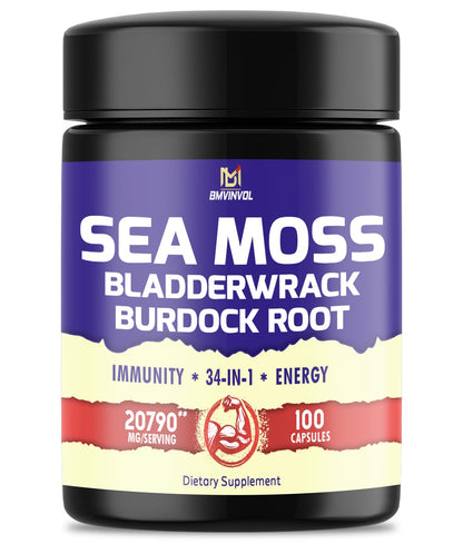 BMVINVOL 100 Capsules - Sea Moss Capsules 20790mg with Bladderwrack, Burdock