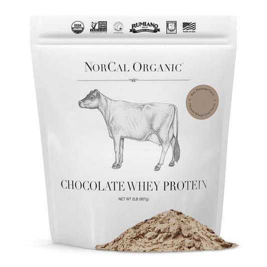 NorCal Organic Chocolate Whey Protein - 2lbs | 100% USA Grass-Fed, USDA Certified 