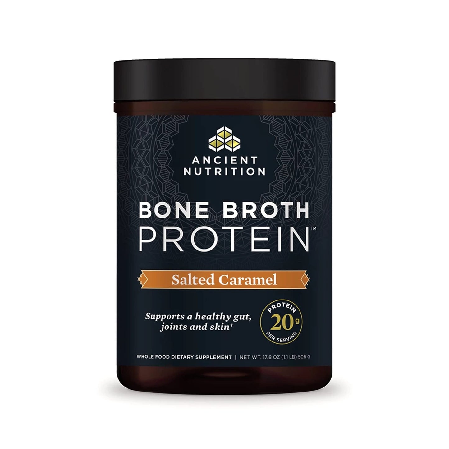 Ancient Nutrition Bone Broth Protein Powder, Salted Caramel, 19g Protein per Serving