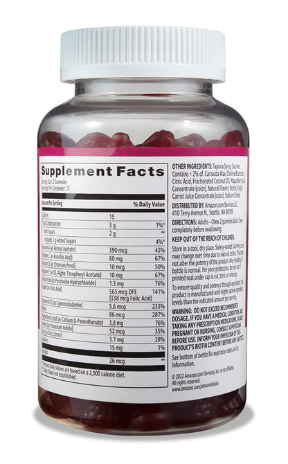 Amazon Basics Adult Multivitamin, 150 Gummies, 75-Day Supply, Mixed Berry