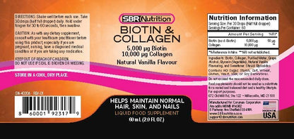 SBR Nutrition Biotin and Collagen Liquid Drops Daily Food Supplement, Vitamins