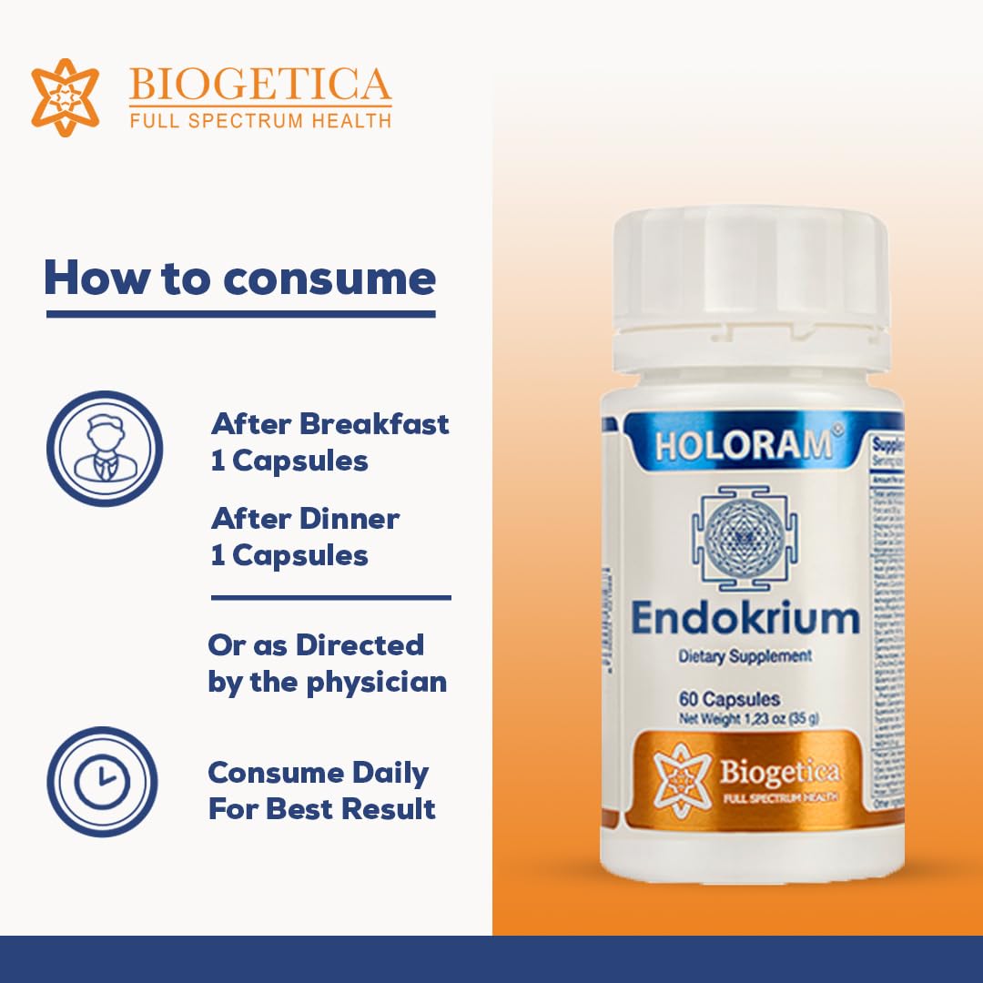 Biogetica Holoram Endokrium Supplement: 60 Capsules of 100% Vegan - Sage, Cimicifuga, Rosemary