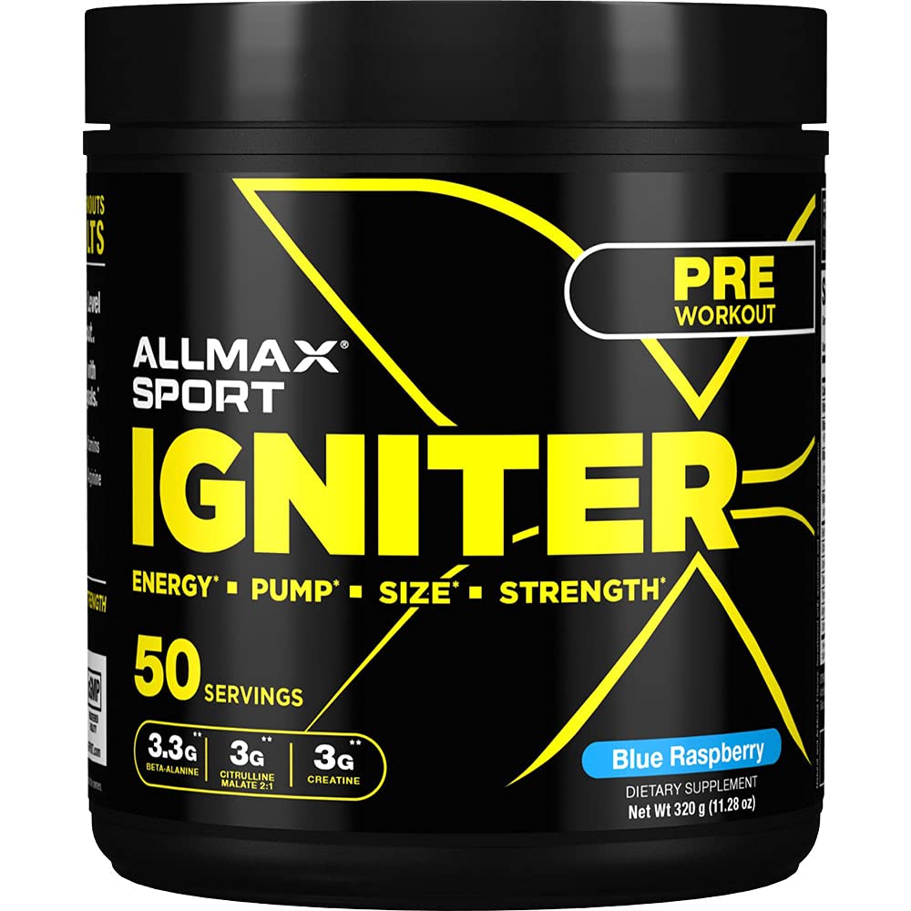 ALLMAX IGNITER Sport, Blue Raspberry - 330 g - Pre-Workout Formula - with Caffeine