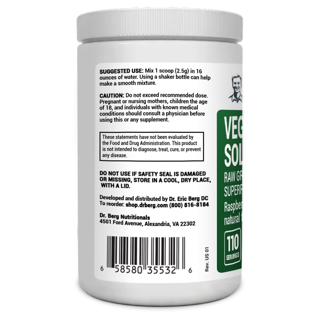 Dr. Berg's (Veggie Solution) Organic Super Greens Powder w/Spirulina - Raw Green