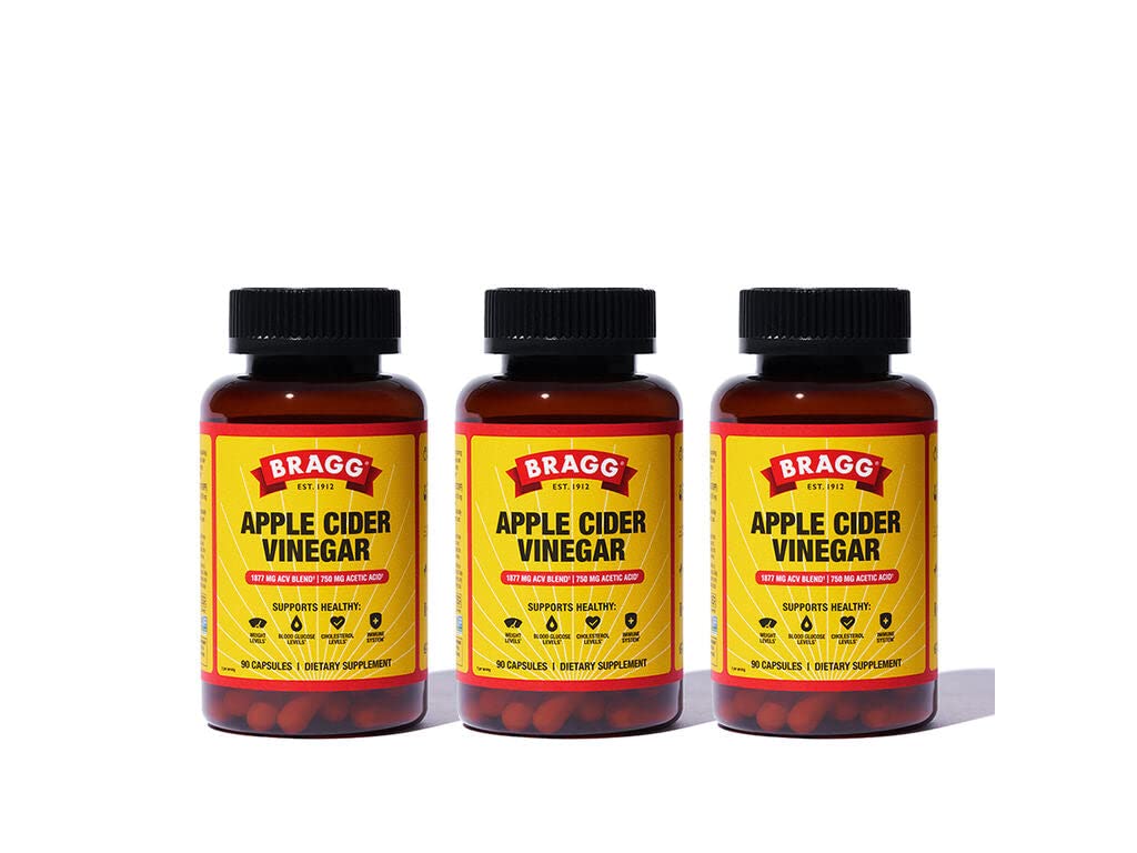 Bragg Apple Cider Vinegar Capsules - Vitamin D3 & Zinc - 750mg of Acetic Acid – Immune